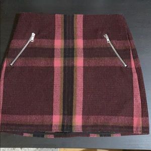 Plaid Wool Gap Skirt Zip Pocket